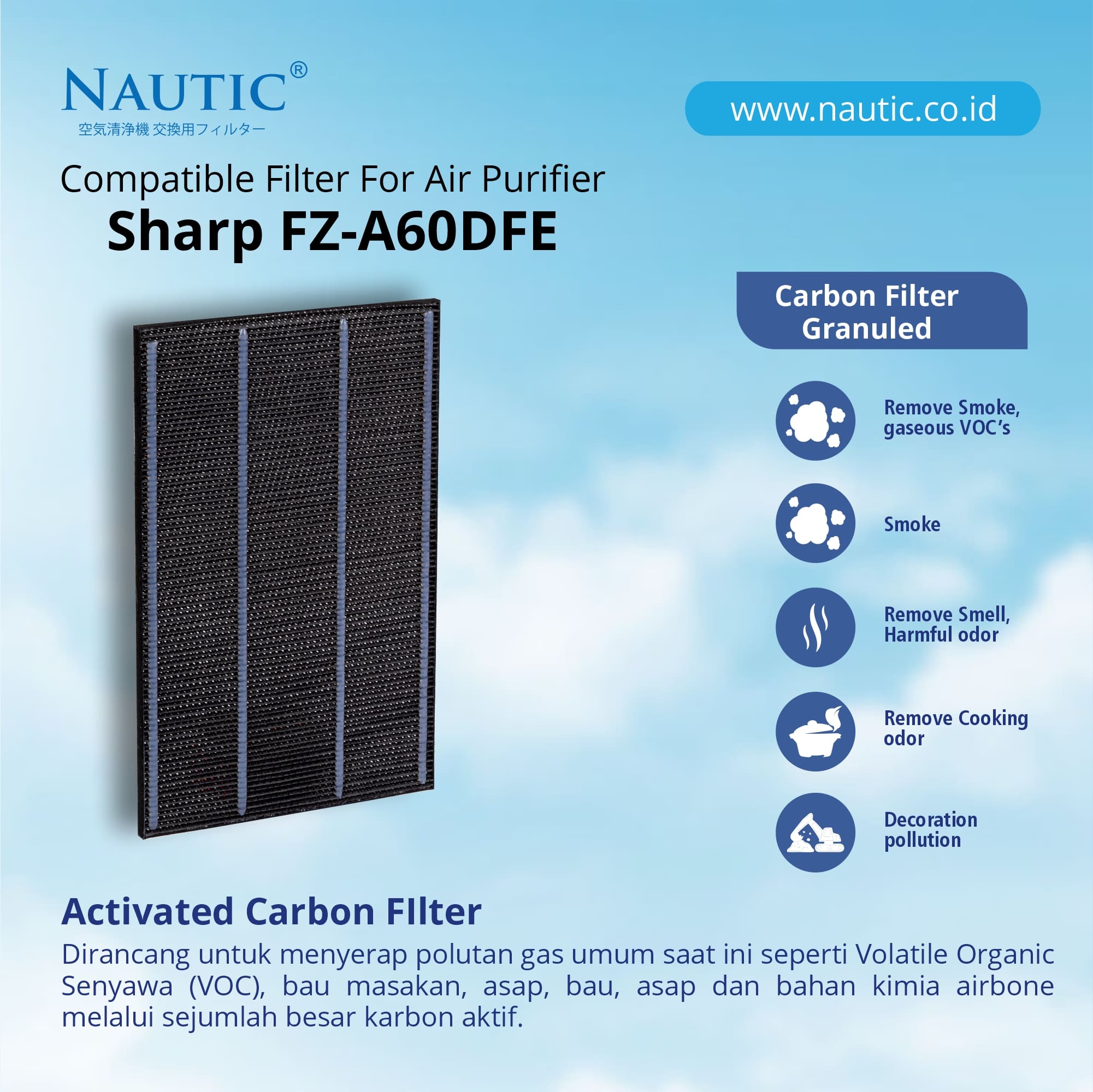 NAUTIC Filter SHARP Air Purifier KC-A60Y KI-A60Y KC-860E KC-960E Replacement Filter FZ-A60HFE FZ-A60DFE thumb 3