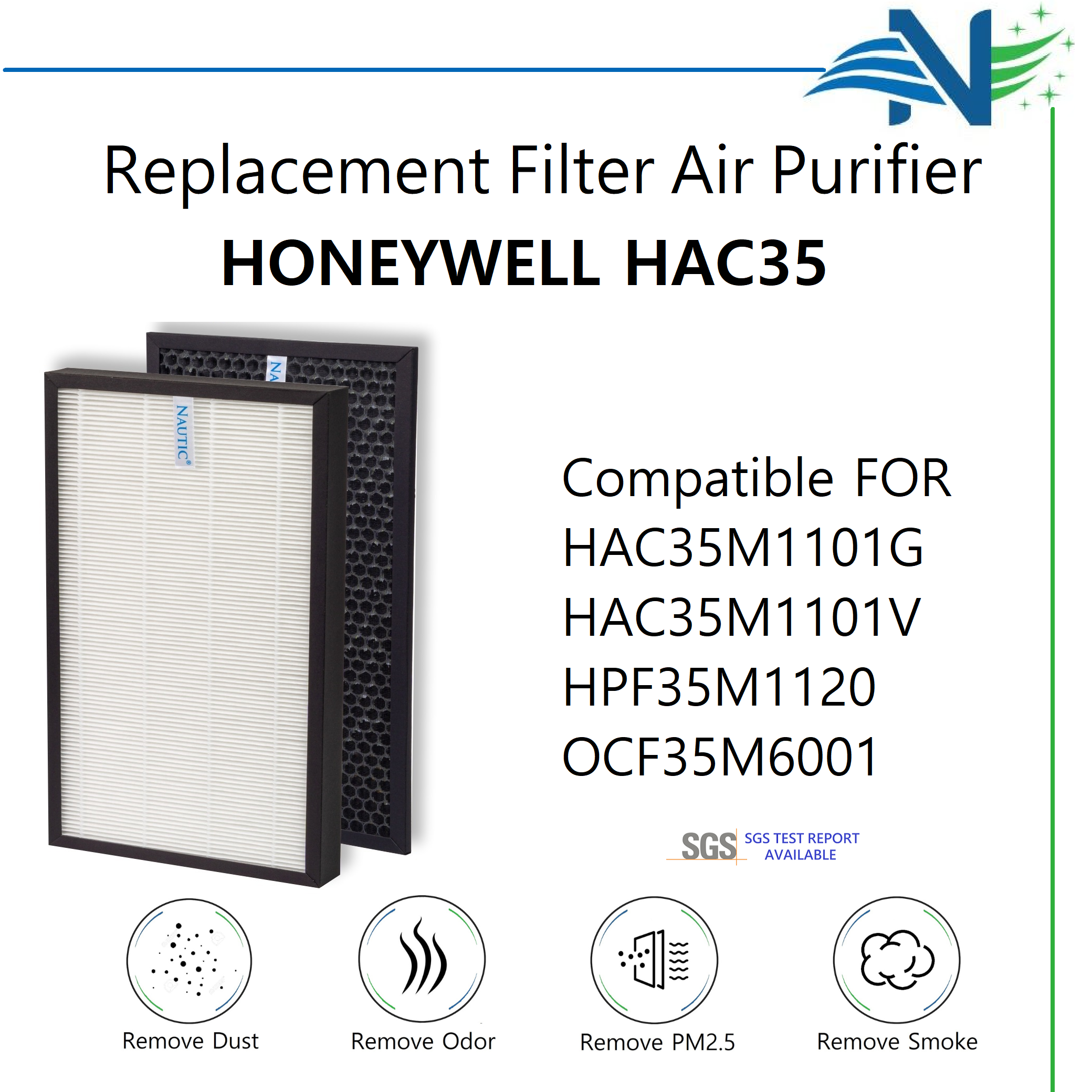 NAUTIC HEPA Filter Honeywell Air Purifier Air Touch HAC35 Replacement + CARBON