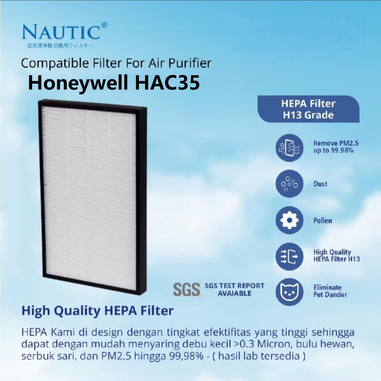 NAUTIC HEPA Filter Honeywell Air Purifier Air Touch HAC35 Replacement + CARBON thumb 3