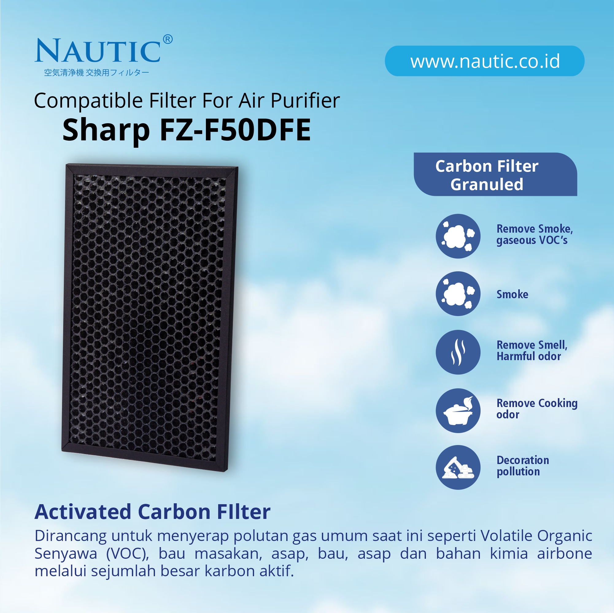 NAUTIC HEPA Filter Sharp FZ-F50HFE FP-J40Y FP-J50Y FP-G50Y FP-F40Y Air Purifier Replacement Filter thumb 3