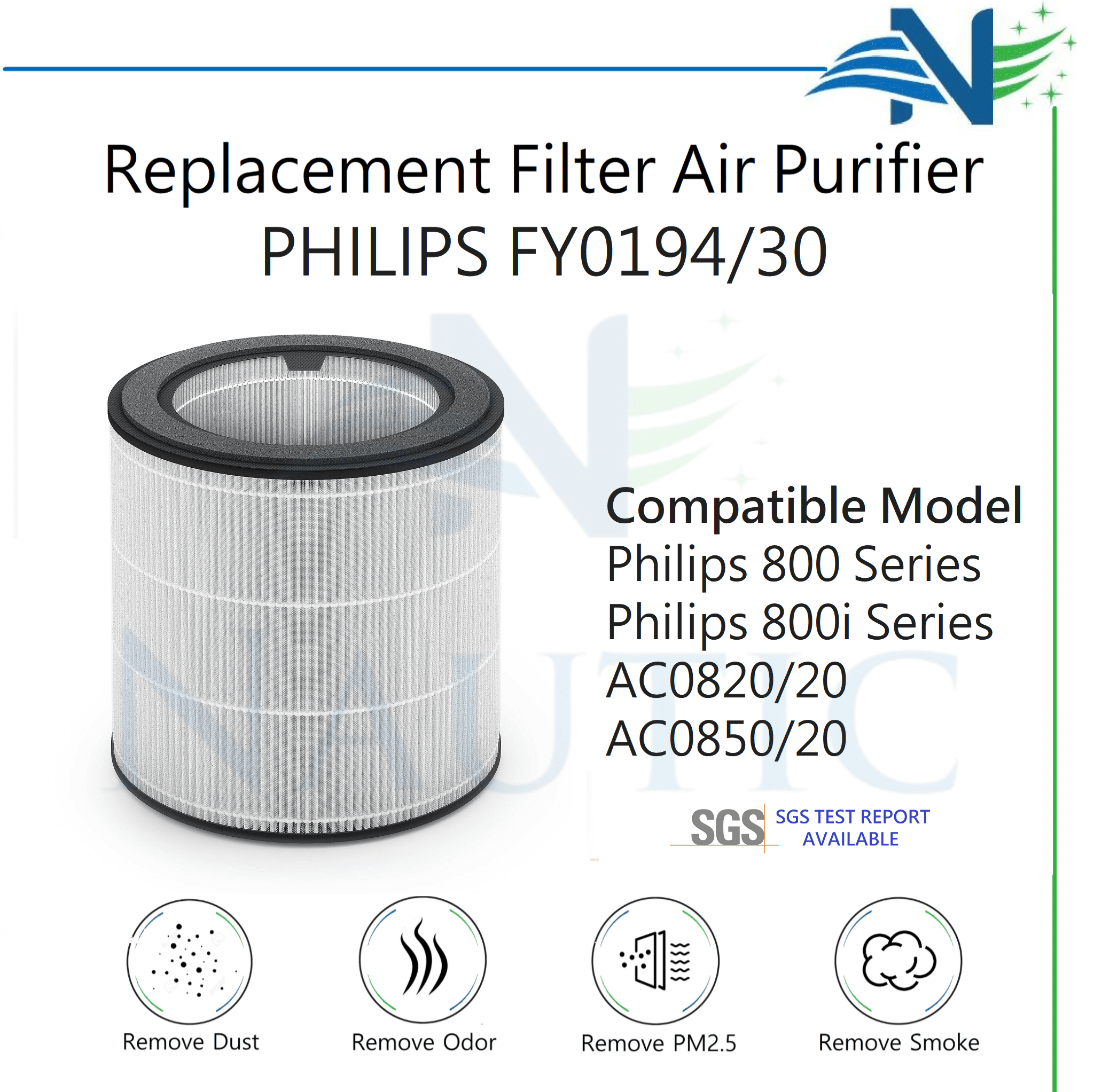 NAUTIC HEPA Filter FY0194 FY0293 untuk Air Purifier Philips AC0820 AC0850